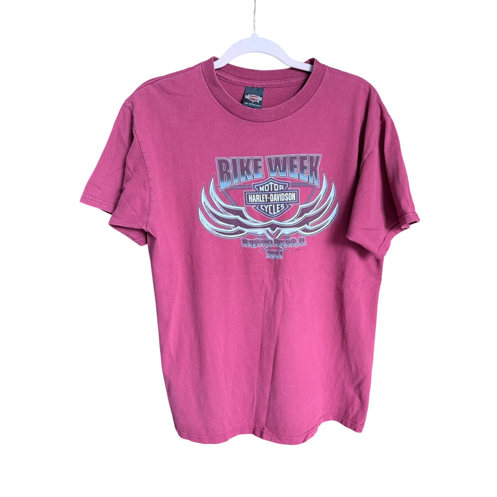 Harley Davidson Red 100 Cotton Tshirt Large Vintage 2001 Daytona Bike Week